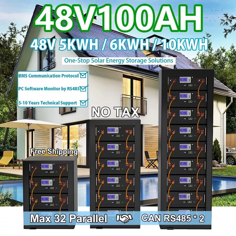 Lítio Ion Phosphate Battery Pack 12V 48V 100Ah dos sistemas LiFePO4 do armazenamento de energia solar de 5KW 10KW