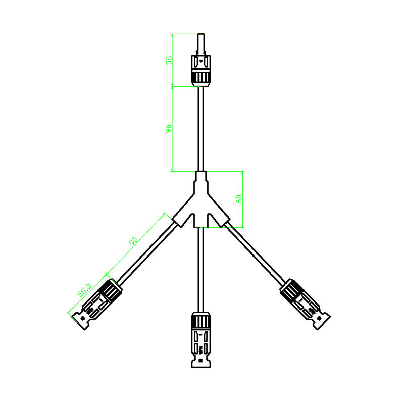 3 a 1 montagens rápidas do multi ramo do conector MC4 para a central elétrica