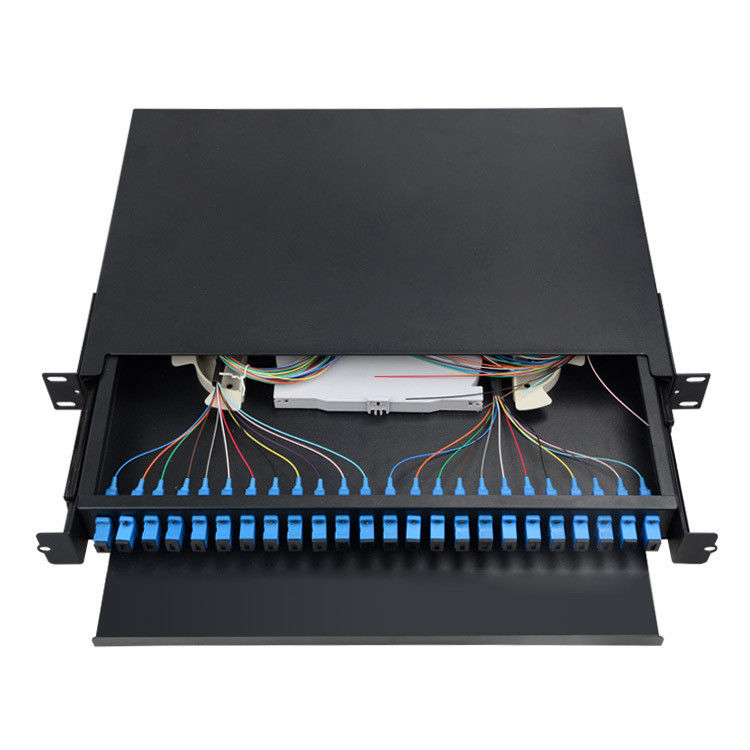Porto do painel de remendo ODF da fibra ótica de FTTH 48 gaveta da montagem em rack do trilho da corrediça de 19 polegadas