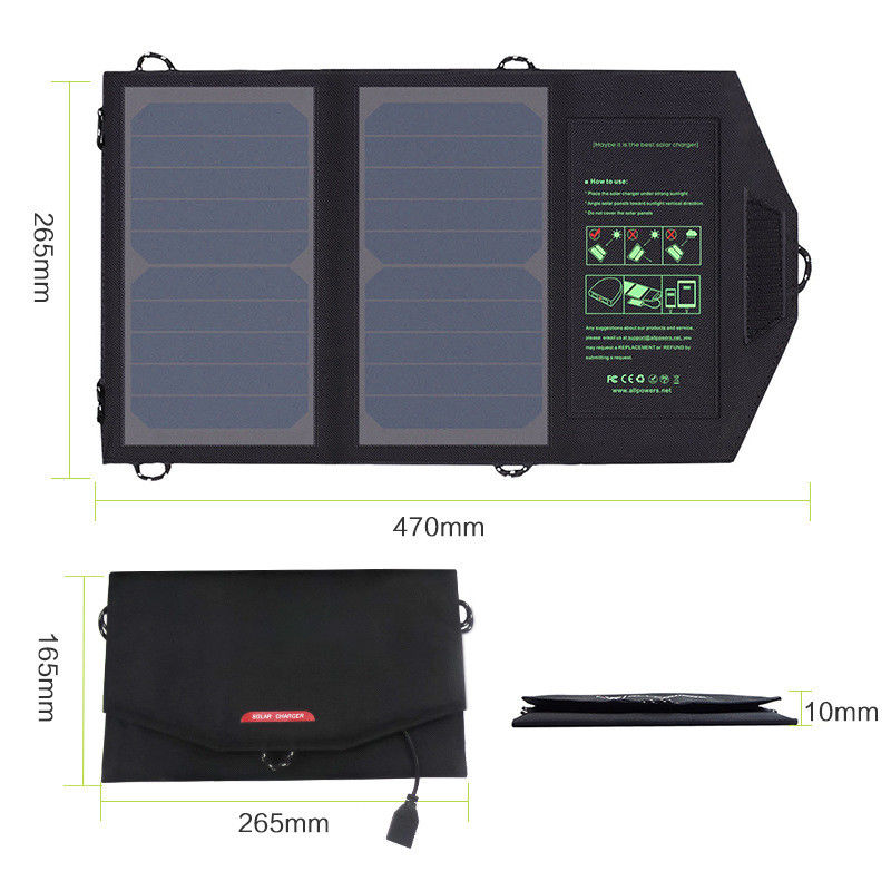 Carregador solar de dobramento exterior 5V portátil 10W 300g do telefone celular do painel do picovolt