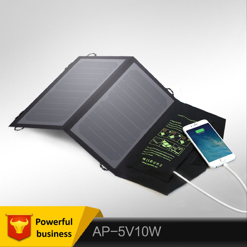 Carregador solar de dobramento exterior 5V portátil 10W 300g do telefone celular do painel do picovolt