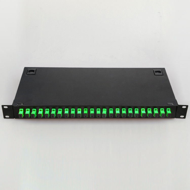 Quadro de distribuição portuário da rede da montagem em rack do painel de remendo da fibra ótica de ROHS 24/19 polegadas
