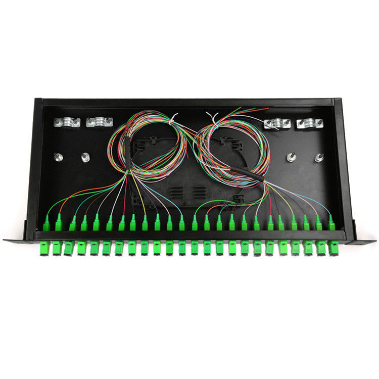 Quadro de distribuição portuário da rede da montagem em rack do painel de remendo da fibra ótica de ROHS 24/19 polegadas